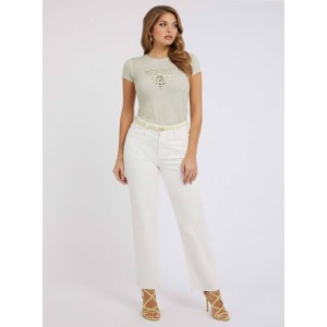 Light Green Embroidered Floral Logo T-Shirt