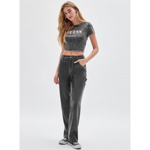 Guess Originals Black Raelyn Grid Logo Crop T-Shirt