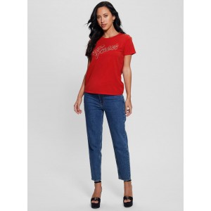 Red Short Sleeve Lace Logo T-Shirt