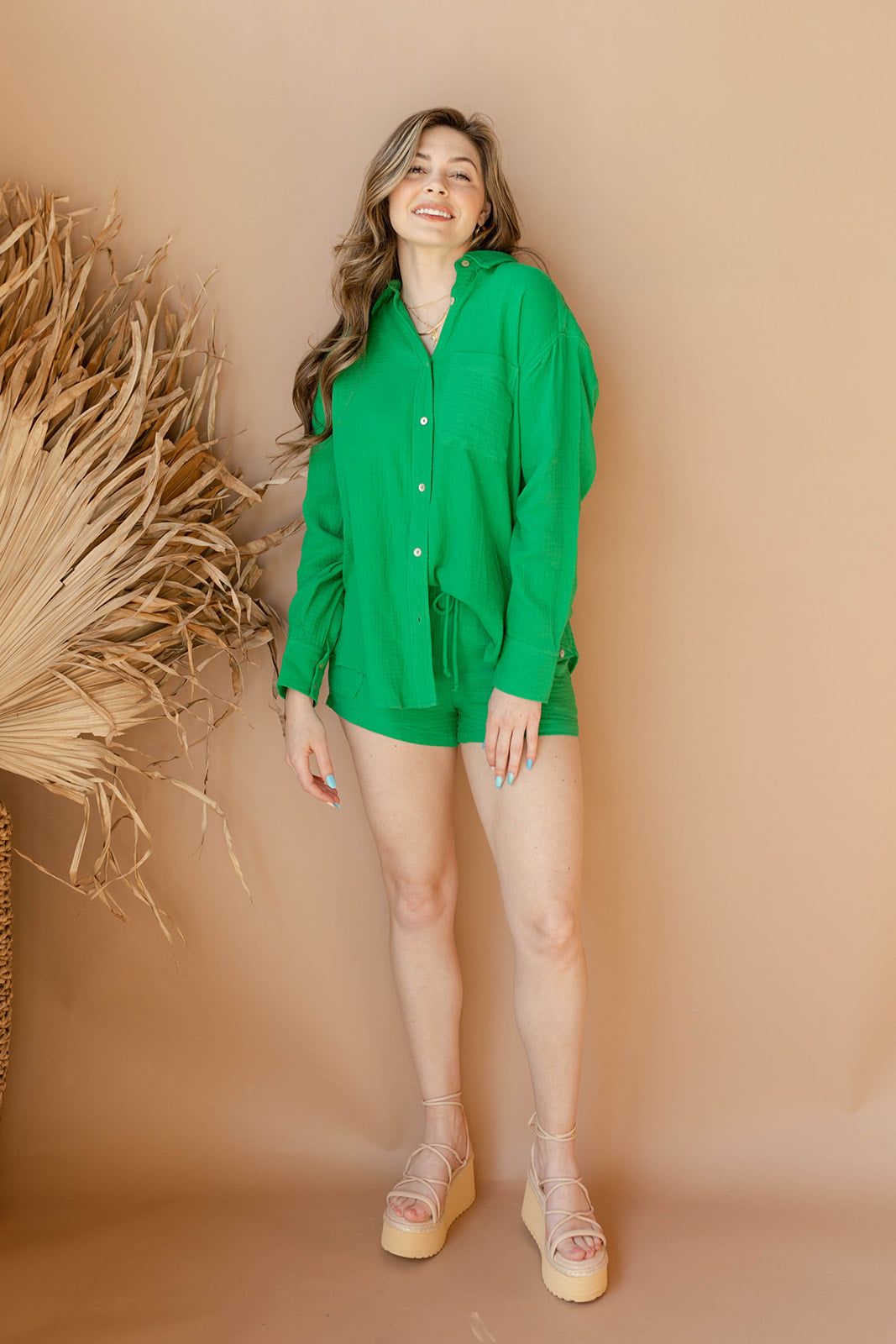 gauze cargo shorts