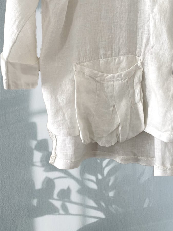 Summer Women's Button-Down Cotton&Linen Shirt