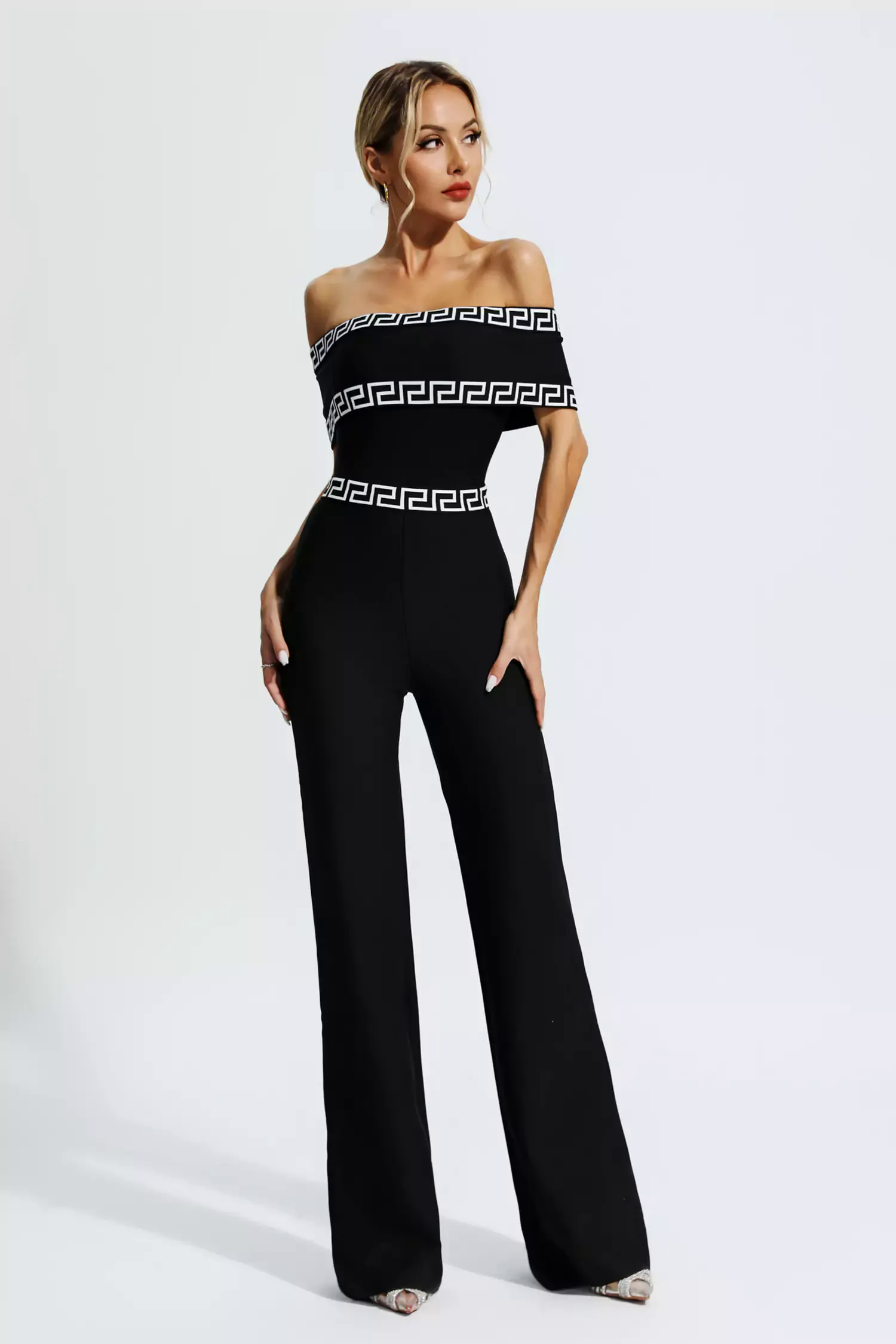 Ryleigh Black Printed Bandage Jumpsuit