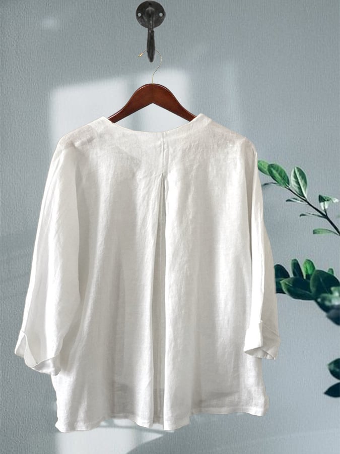 Summer Women's Button-Down Cotton&Linen Shirt
