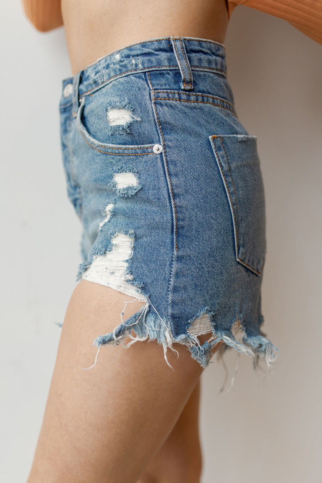 main squeeze distressed shorts