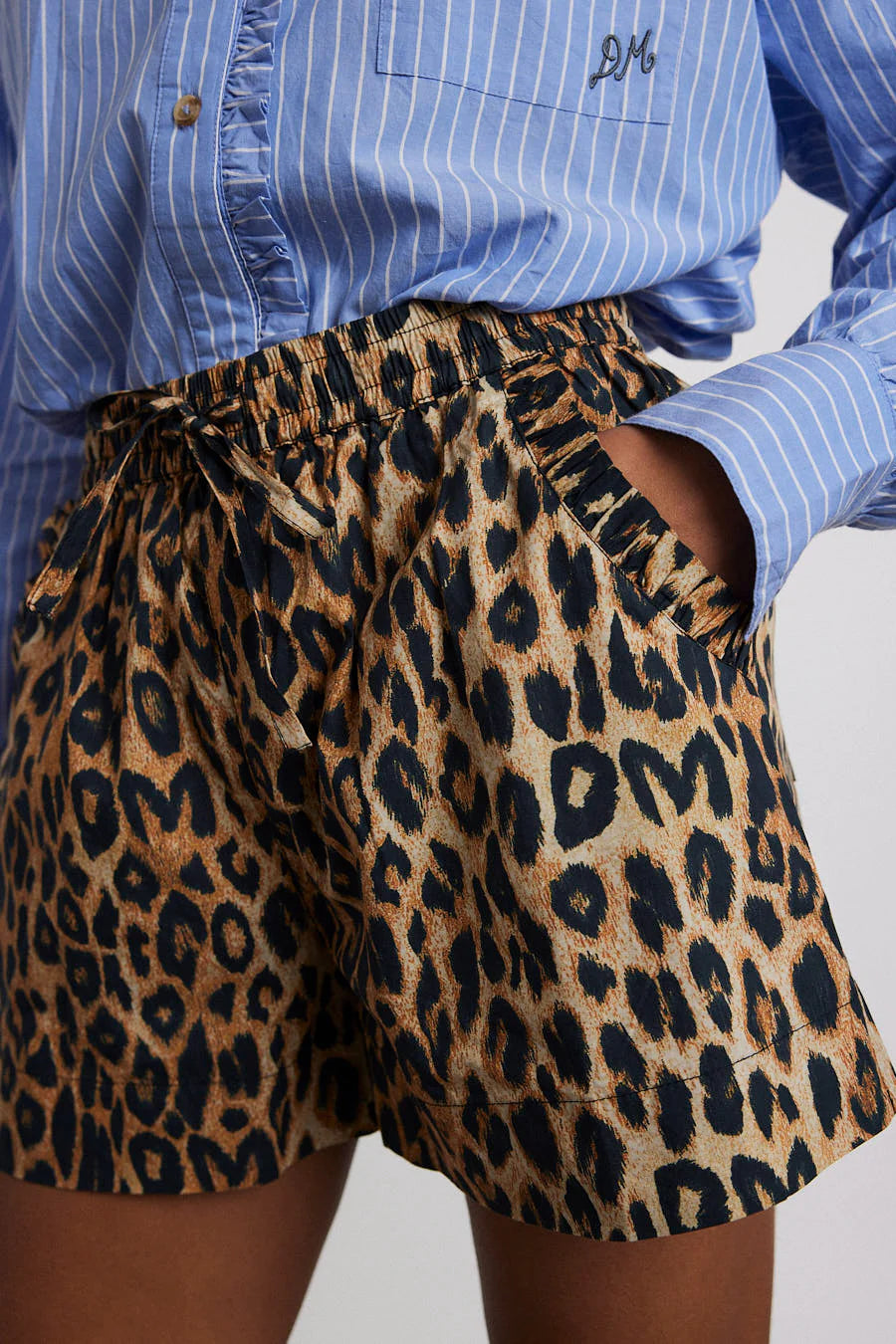 Leopard Pull On Shorts Brown