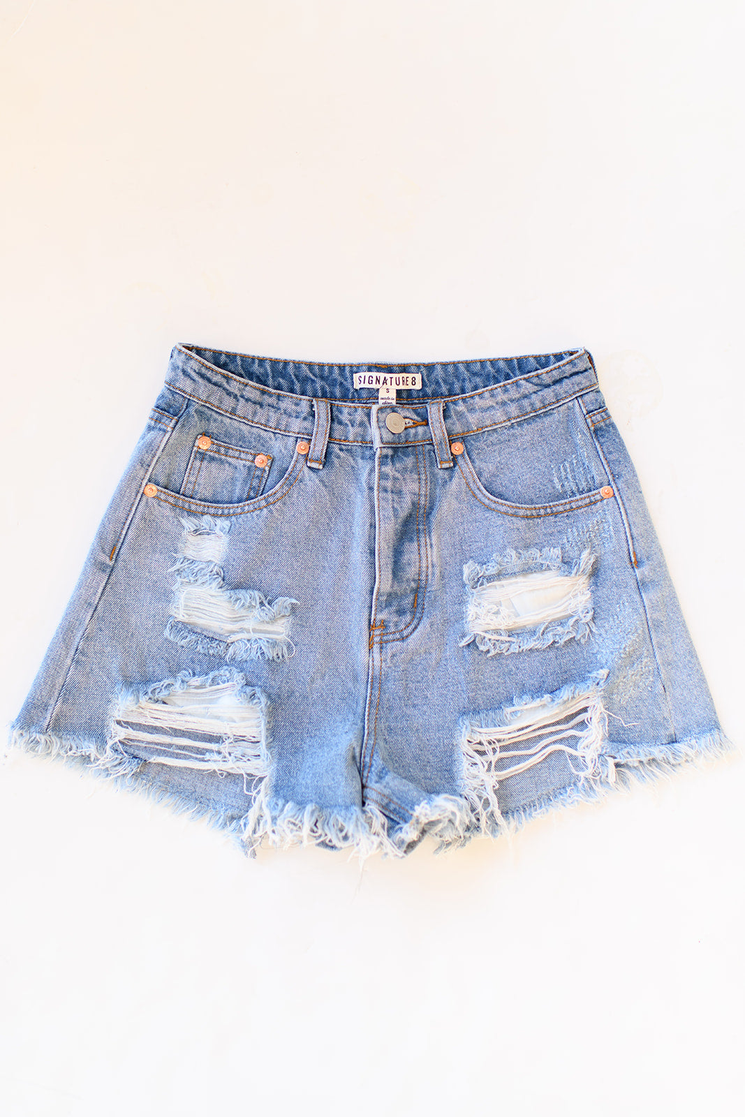 frayed hem denim shorts