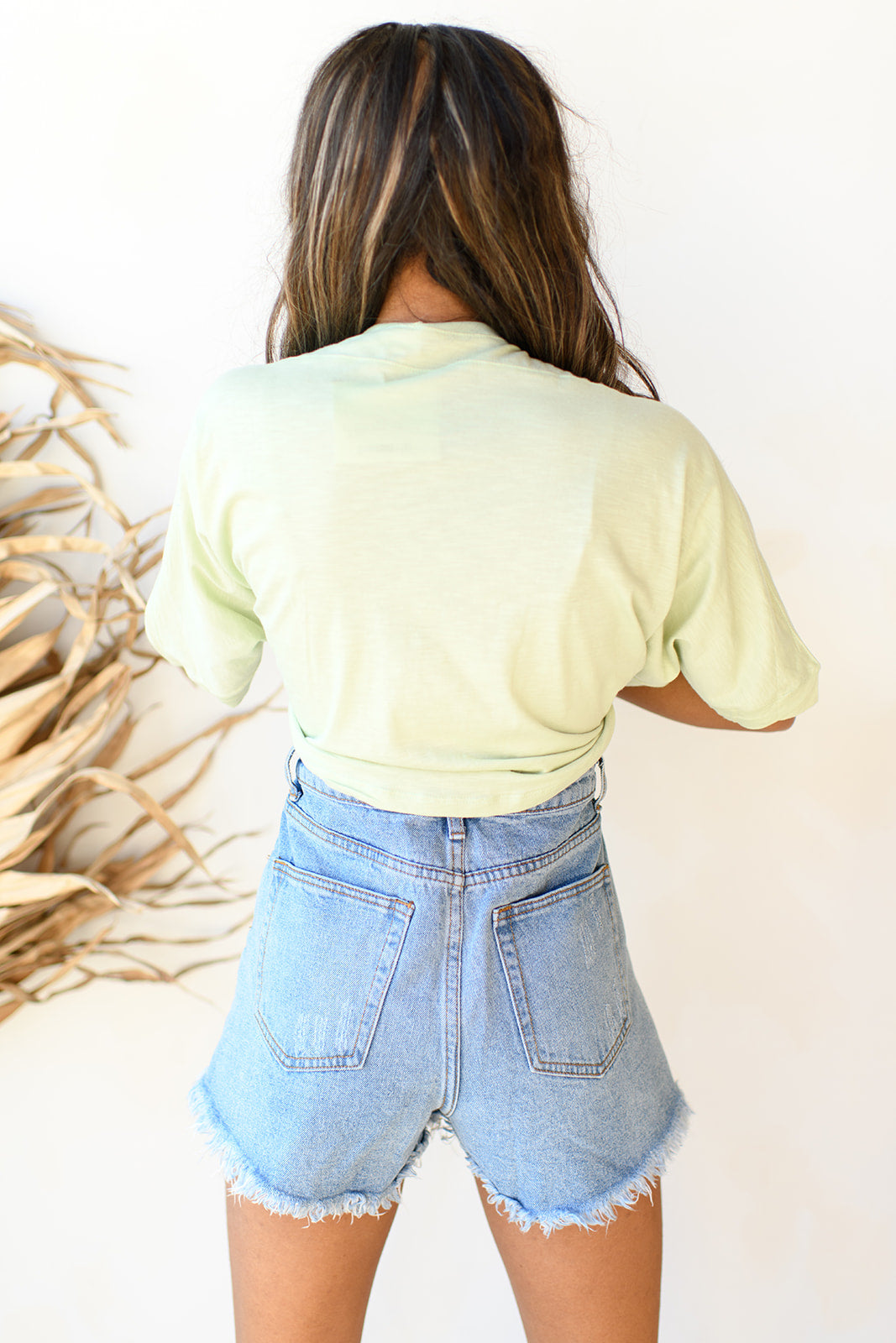 frayed hem denim shorts