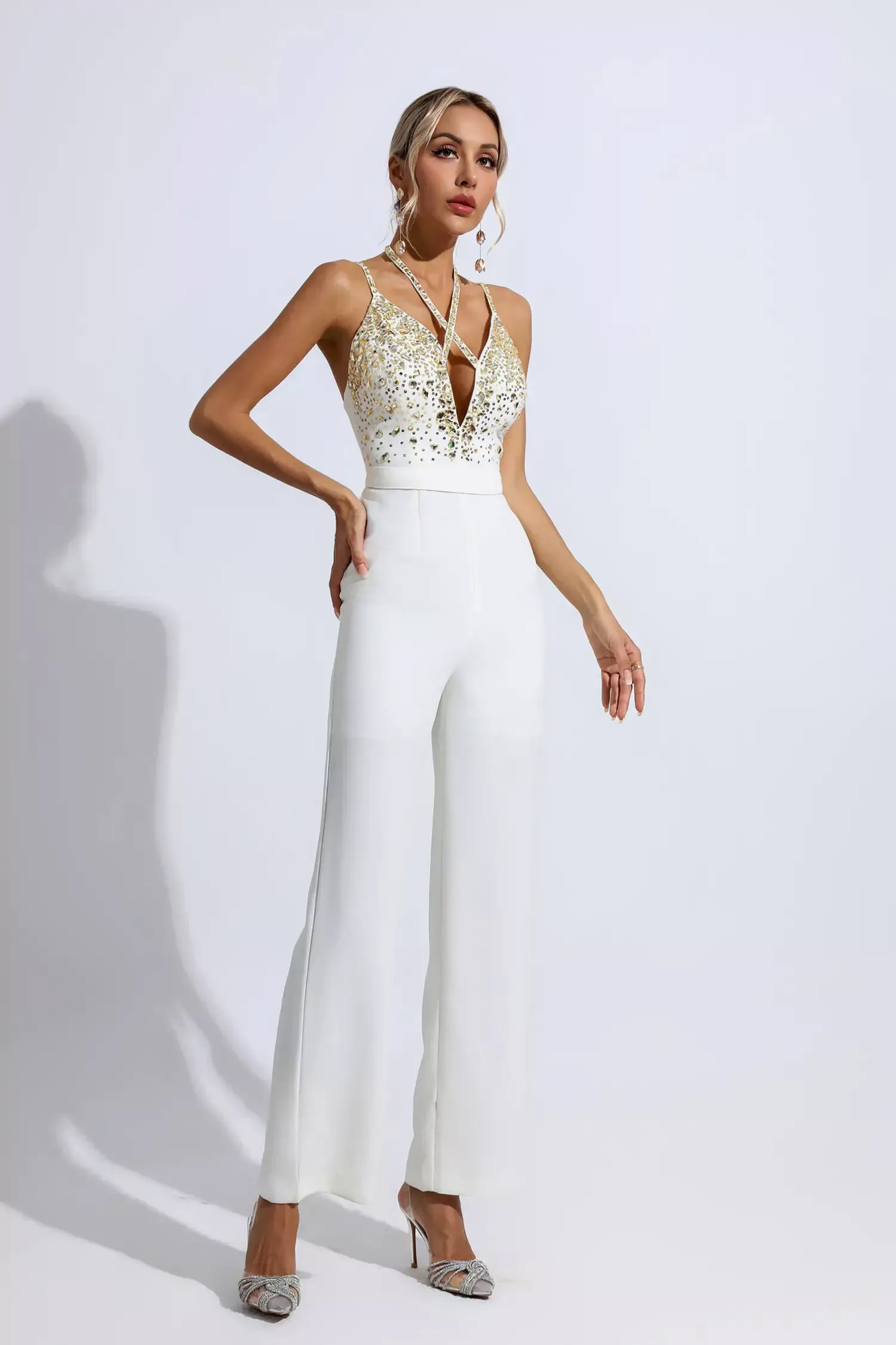 Matilda White Sequin Embellished Jumpsuit