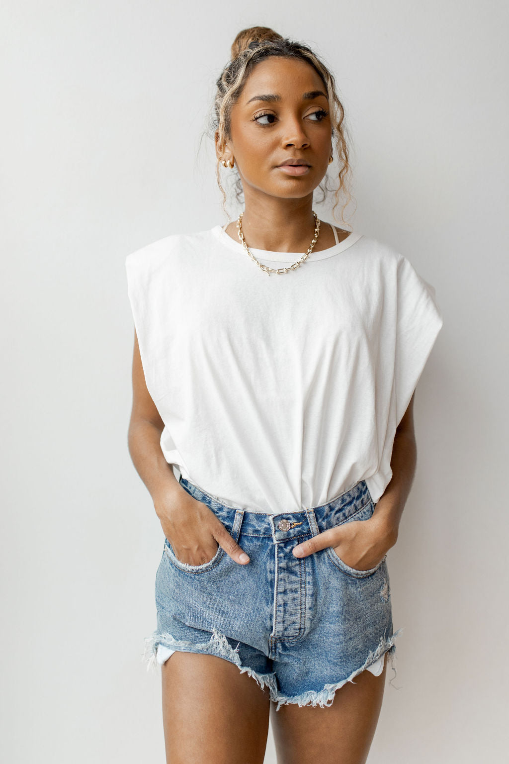 hopeful high rise denim shorts