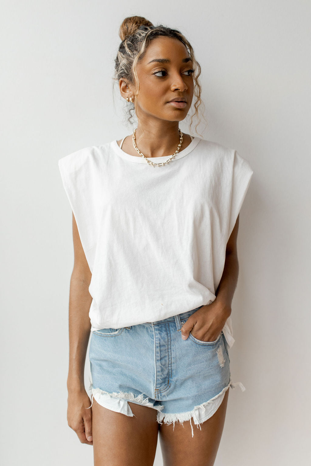 hopeful high rise denim shorts